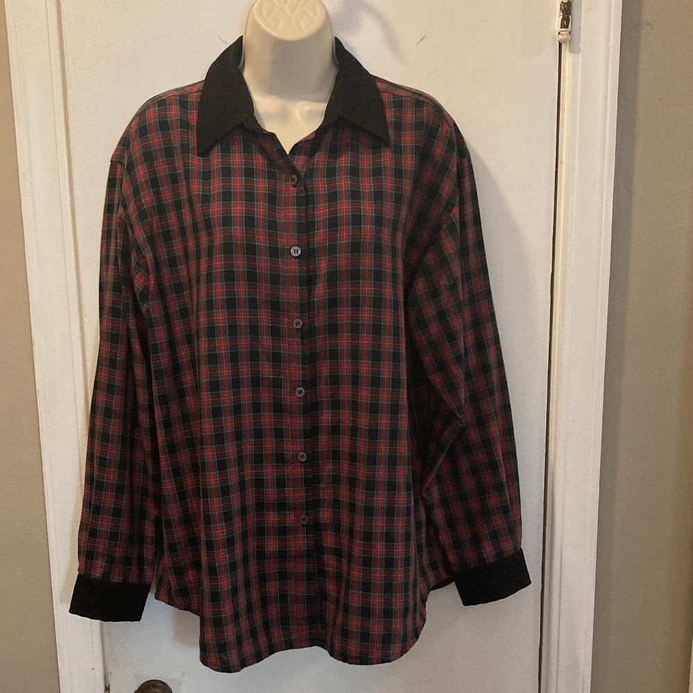 Talbots medium Plaid Shirt velvet collar 25-509-1